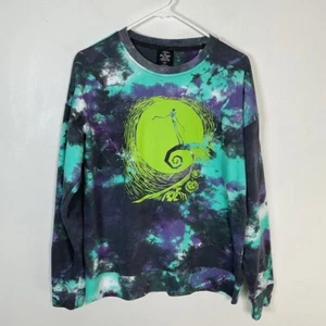 DISNEY Nightmare Before Christmas Purple Green Tie Dye Sweater Size Medium - Picture 1 of 9
