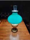 1886 Antique Rochester oil kerosene Lamp green glass shade student electrified