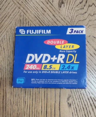 FUJIFILM 2 PACK DVD+R DL 240min 8.5GB 2.4x Recordable Double Layer Disc - Image 1 of 4