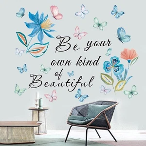 Inspirational Quotes Wall Decals Flower Wall Stickers Positive Saying Wall De... - Picture 1 of 6