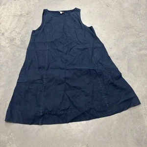 J.Jill Women's Linen Dress Lightweight Size Large Navy Blue Pockets - Picture 1 of 5