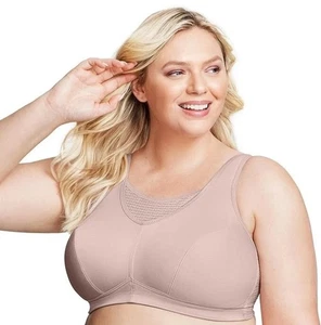 Sujetador camisola figura completa deportivo Glamorise para mujer 42DD US #1067 rosa tostado nuevo - Imagen 1 de 10