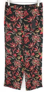 MAISON SCOTCH Women Trousers M Loose Dark Green Flower Patterned Lightweight - Picture 1 of 6