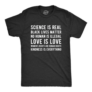 Camiseta de protesta para hombre Science Is Real Black Lives Matter No Human Is Ilegal - Imagen 1 de 7