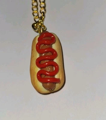 Ожерелье с брелоками для хот-догов золотистый кетчуп еда для хот-догов - Изображение 1 из 4