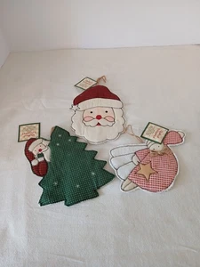  Weihnachtsstoff Ornamente 3 Stück Jute Kleiderbügel, Neu mit Etikett - Bild 1 von 4