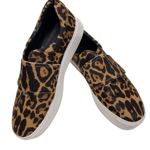 Calvin Klein Jaiden Calf Hair Leather Sneakers Brown Black Leopard Print 6M - Picture 1 of 11