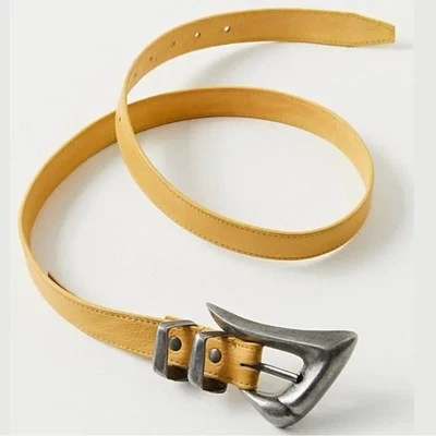 Free People Western Bohemian Billie Leather Belt Honey Yellow NEW Small Medium - Image 1 of 4