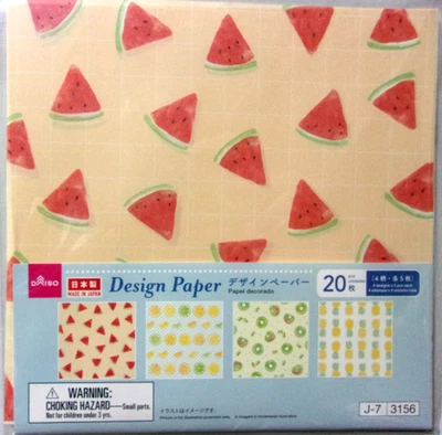 DAISO Summer Fruits 4 Design Origami Paper Made in Japan Pineapple Kiwi - Image 1 of 3