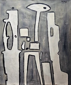 Oswaldo Vigas Signed Latin American Abstract Oil Painting on Canvas Modern Art - Picture 1 of 4