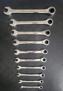 Husky 10 Piece SAE Long Ratcheting Combination Heavy Duty Wrench Set - Foto 1 di 4