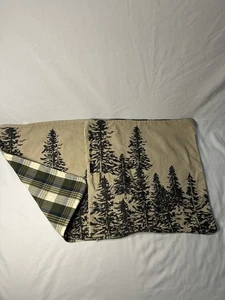 POTTERY BARN PILLOW COVER Conell Rustic Forest Embroidered plaid 18x18 - Picture 1 of 6