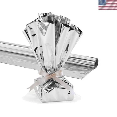 Rollo de envoltura de regalo de Mylar ultra brillante - 16,6 pies cuadrados plateado, perfecto para regalos Foto 1 de 3