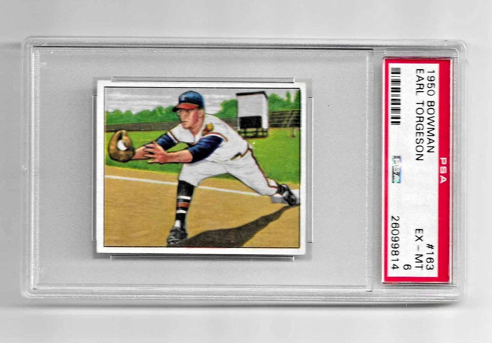 Tarjeta de béisbol Bowman 1950 #163 Earl Torgeson graduada PSA 6 NQ MLB Boston Braves Foto 1 de 4
