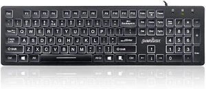 Perixx PERIBOARD-317 Wired Backlit USB Keyboard, Big Print Letter with White Ill - Picture 1 of 7