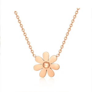 Daisy Pendant Necklace Stainless Steel Pendant with 24 inch Chain - Picture 1 of 12
