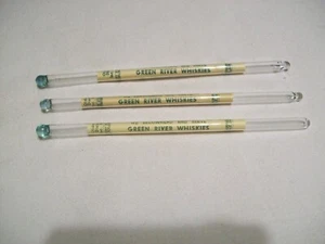 3 Vintage Glass Swizzle Sticks Green River Whiskey Chicago IL Westmont IL - Picture 1 of 4