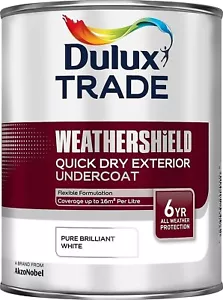 Dulux Weathershield flexible Undercoat Brilliant White 6 year Quick Dry Exterior - Picture 1 of 1