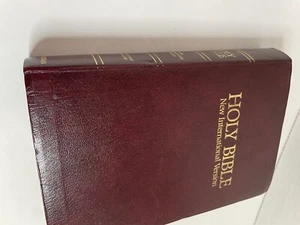 Holy Bible NIV 1986 Burgundy Zondervan Christ in Red Letter Vintage Indexed - Picture 1 of 10