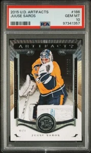 2015 Artifacts Juuse Saros #186 /899 RC Rookie PSA 10 Pop 1 Predators - Picture 1 of 4