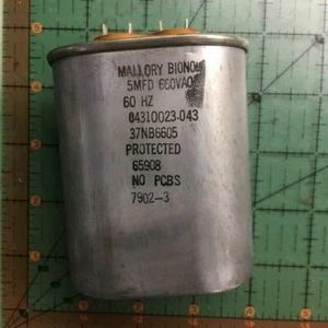 Mallory Motor Run Capacitor 5uF 660vac 37NB6605 AC 60Hz Bionol 2pcs - Picture 1 of 4