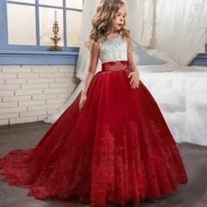 Girls fashion Princess Party Gown Girls Wedding Prom Kids Bridesmaid Dress** - Picture 1 of 16