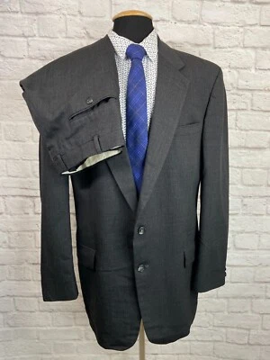 STAFFORD Mens Gray PURE WOOL Classic Fit Pleated 2pc Suit 44L Jacket 34x32 Pant - Image 1 of 4