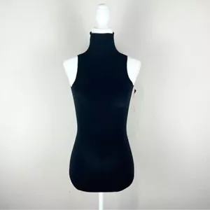 Commando Sleeveless Mock Neck Ballet Bodysuit Black Stretch OS One Size NEW - Picture 1 of 7