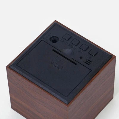 Wooden Table Alarm Clock Cube LED Digital Sound Control Temperature Display New - Image 1 of 3