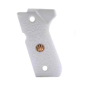 New Beretta 92F 92FS 92A1 92 A1 96 98 M9 Walnut Acrylic Grips Gold Metal Logo - Picture 1 of 1