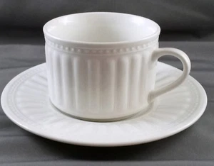 Oneida Athena Tea Coffee Cup and Saucer White Stoneware Majesticware 8 oz - Picture 1 of 9