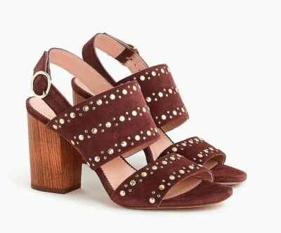 NUEVO con Caja J.CREW Stella Tacones/Sandalias Tachonadas Gamuza Real EE. UU. 5 Hechas en Italia $198 Foto 1 de 4