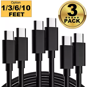 3x 10Ft USB-C to USB-C Cable Fast Charger Type C Charging Cord Rapid Data SYNC - Picture 1 of 11