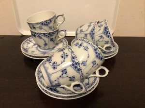 Royal Copenhagen Musselmalet Halbspitze 6 x Kaffeetasse mit Untertasse 756-Top - Bild 1 von 4