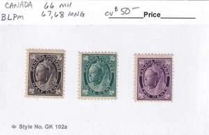 MATT'S STAMPS SCOTT CANADA #66-#68 QUEEN VICTORIA ISSUES OF 1897-98 MH/MNG CV$50 - Picture 1 of 2