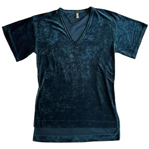 Free People We The Free Dark Teal Crushed Velvet V Neck Top Gr. S Oversized - Bild 1 von 4