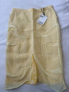 New Zara Limited Edition yellow organza pencil skirt, size L - Picture 1 of 5