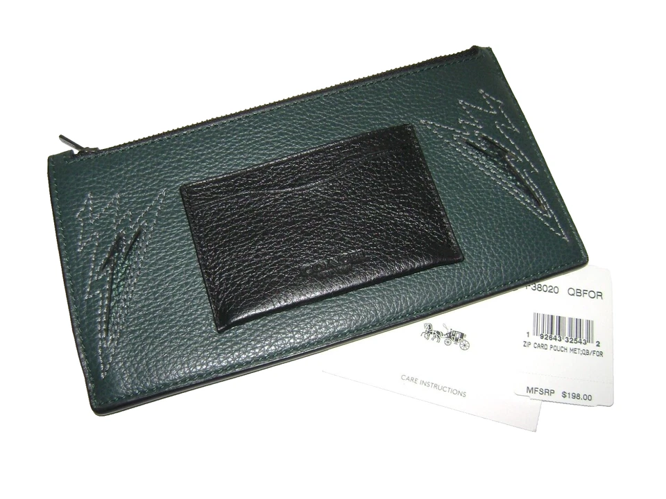 Coach Zip Phone Wallet/Pouch, F38020, Leather, 8"x4", NWT $198.00, Unisex - Image 1 of 4