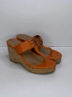 Sandalias sin cordones Sam Edelman para mujer Yardlie Sunset naranja cuña cuero talla 8 Foto 1 de 4