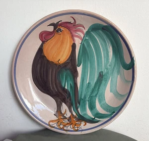 ANTIKER RIESIGER FAYENCETELLER VON CALTAGIRONE SIZILIANISCHE KERAMIK, HAHN - Bild 1 von 11