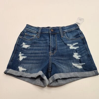 Nuevos pantalones cortos de jean de tiro alto Hollister para mujer talla 0 W24 Foto 1 de 4