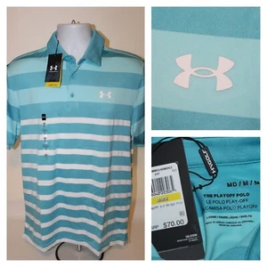 BRAND NEW $70 Mens Under Armour 3.0 Playoff Striped Polo Golf Shirt : Size M - Picture 1 of 10