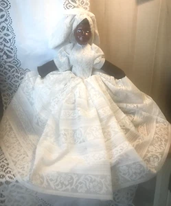 Vintage 14" Handmade Paper Mache & Cloth African American Bride Doll - Picture 1 of 5