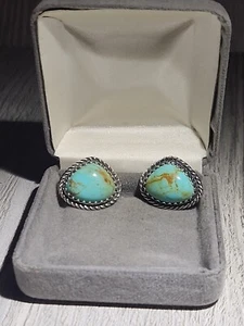 Carolyn Pollack Sterling .925 Blue Stone Clip On Earrings - Picture 1 of 2