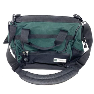 Vintage L.L. Bean Traveler Medium Green Canvas Duffle Bag Carry On - Picture 1 of 18