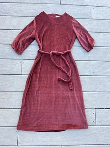 Vintage 1970s Velour Velvet Stretch Shift Dress Stretchy Red MS Kono Size M - Picture 1 of 9