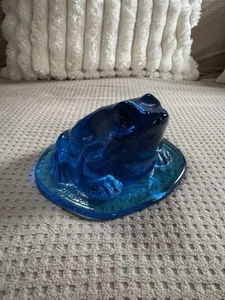 Vintage Wikinger Glas Kobaltblau Frosch Briefbeschwerer - Bild 1 von 7