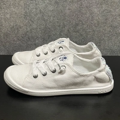 Roxy Rory 一脚蹬运动鞋女式 7 白色轻便舒适平底海滩度假村 — 第 1/4 张图片