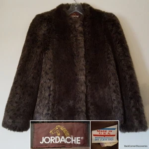 Chaqueta Abrigo De Colección Años 80 Jordache Hecha en EE. UU. Para Mujer Talla 7/8 Forrada Marrón Imitación Piel - Imagen 1 de 23