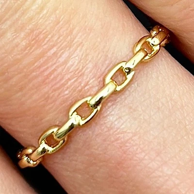 14K Gold 2.5mm Oval Puffed Links Stackable Ring - Image 1 of 4